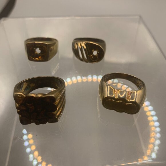 4ct Vintage Salesman Sample ELECTRO PLATED UNMARKED Men's Size 9 Rings - Picture 2 of 3